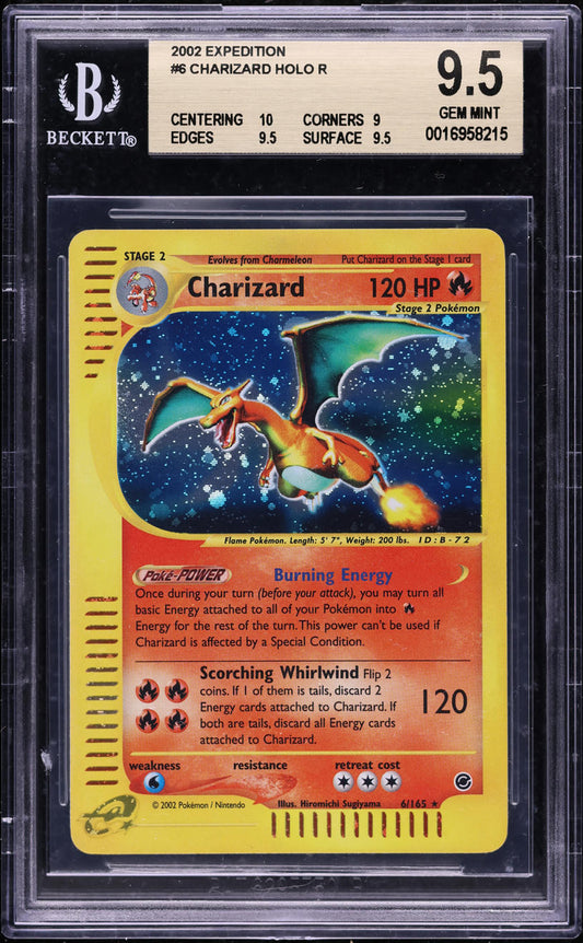 2002 POKEMON-E EXPEDITION CHARIZARD HOLO R #6 BGS 9.5 GEM MINT