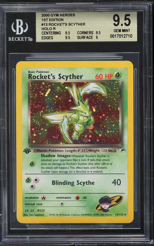 2000 POKEMON GYM HEROES 1ST EDITION HOLO ROCKET'S SCYTHER #13 BGS 9.5 GEM MINT