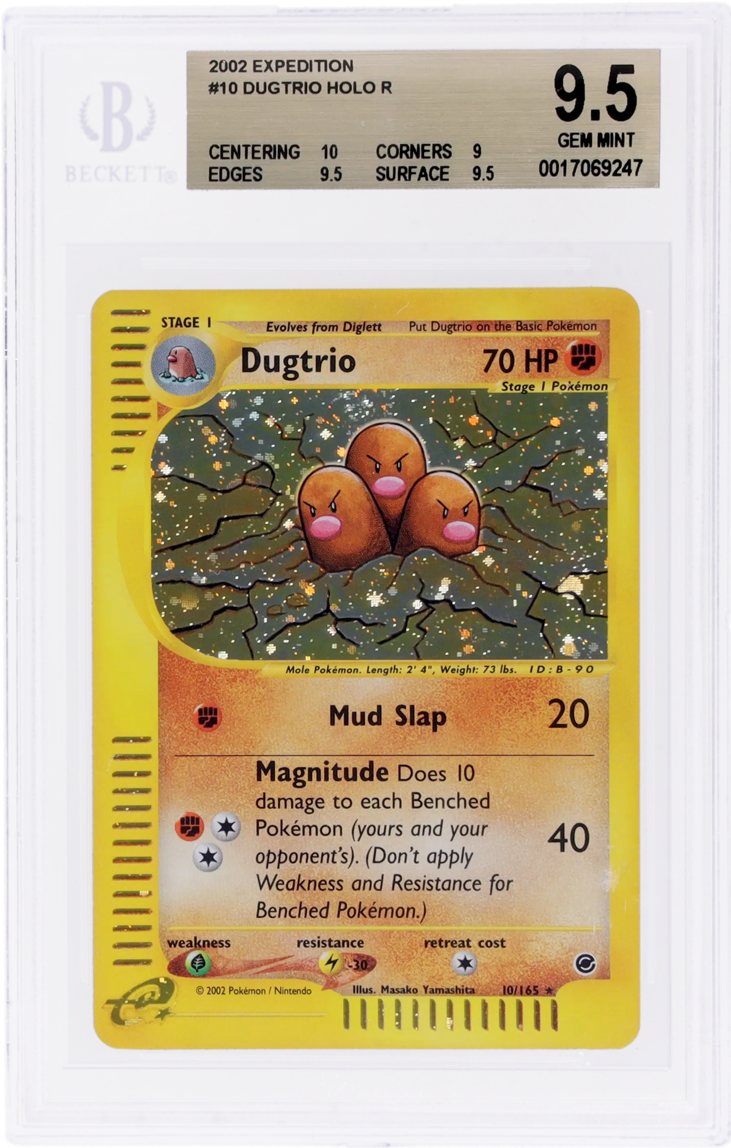2002 POKEMON EXPEDITION HOLO DUGTRIO #10 BGS 9.5