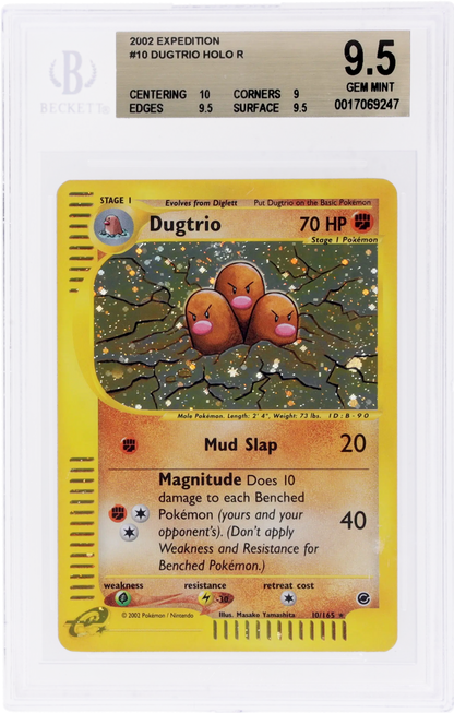 2002 POKEMON EXPEDITION HOLO DUGTRIO #10 BGS 9.5
