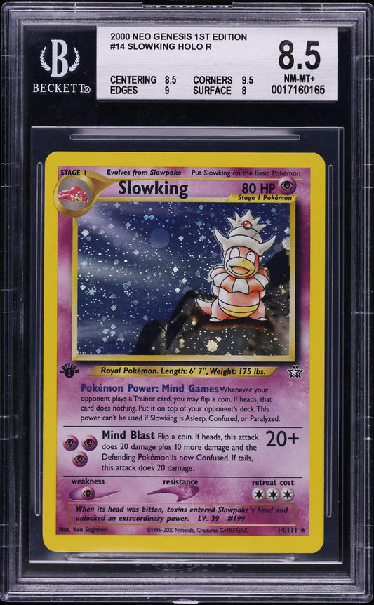 2000 POKEMON NEO GENESIS 1ST EDITION HOLO SLOWKING #14 BGS 8.5 NM-MT+