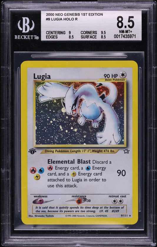 2000 POKEMON NEO GENESIS 1ST EDITION HOLO LUGIA #9 BGS 8.5 NM-MT+