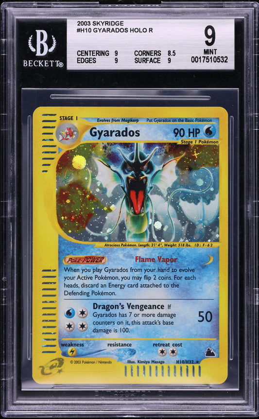 2003 POKEMON SKYRIDGE HOLO GYARADOS #H10 BGS 9 MINT