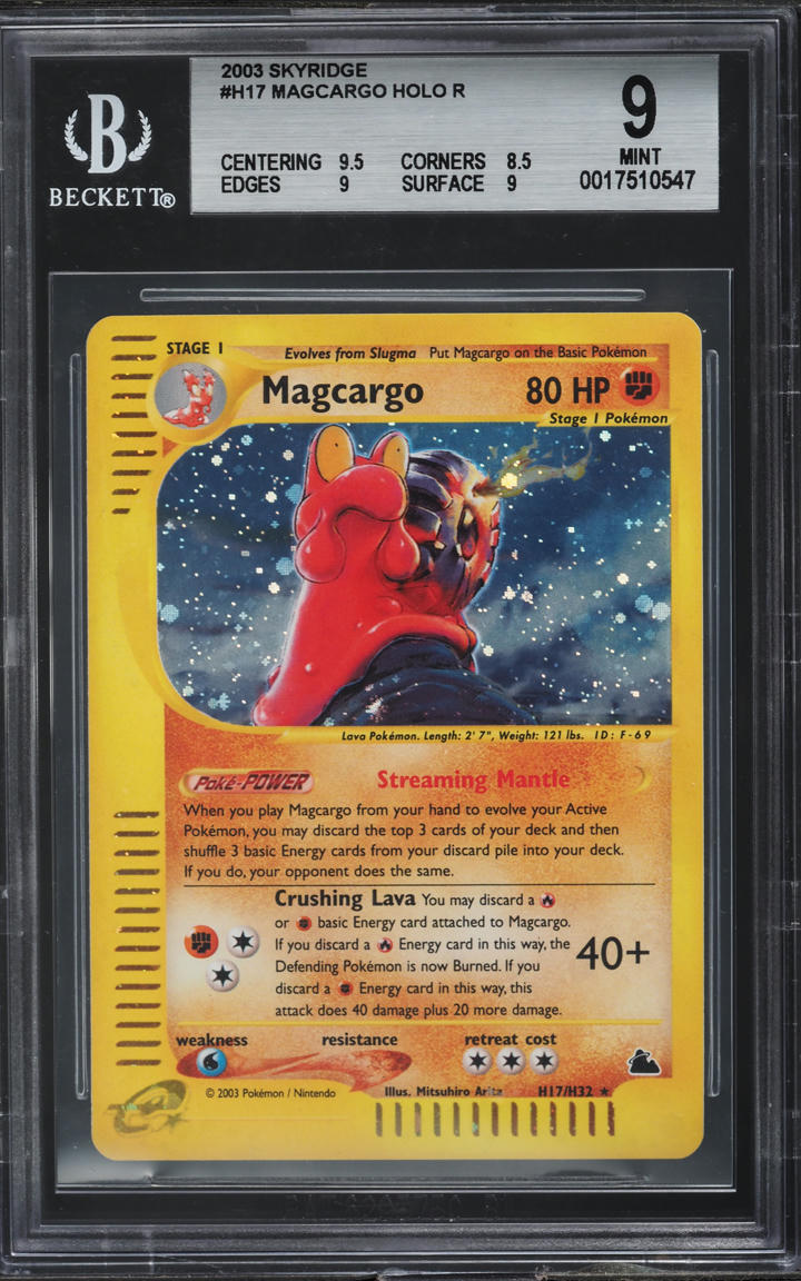 2003 POKEMON SKYRIDGE HOLO MAGCARGO #H17 BGS 9 MINT