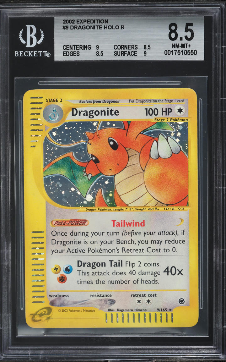 2002 POKEMON EXPEDITION HOLO DRAGONITE #9 BGS 8.5