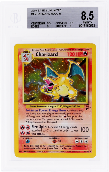 2000 POKEMON BASE SET 2 HOLO CHARIZARD #4 BGS 8.5