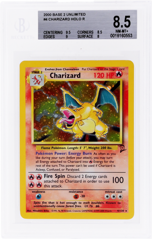 2000 POKEMON BASE SET 2 HOLO CHARIZARD #4 BGS 8.5