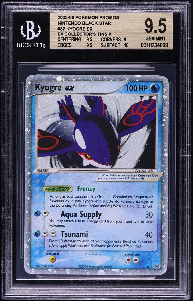 2006 POKEMON BLACK STAR PROMO COLLECTOR'S TINS KYOGRE EX #37 BGS 9.5 GEM MINT