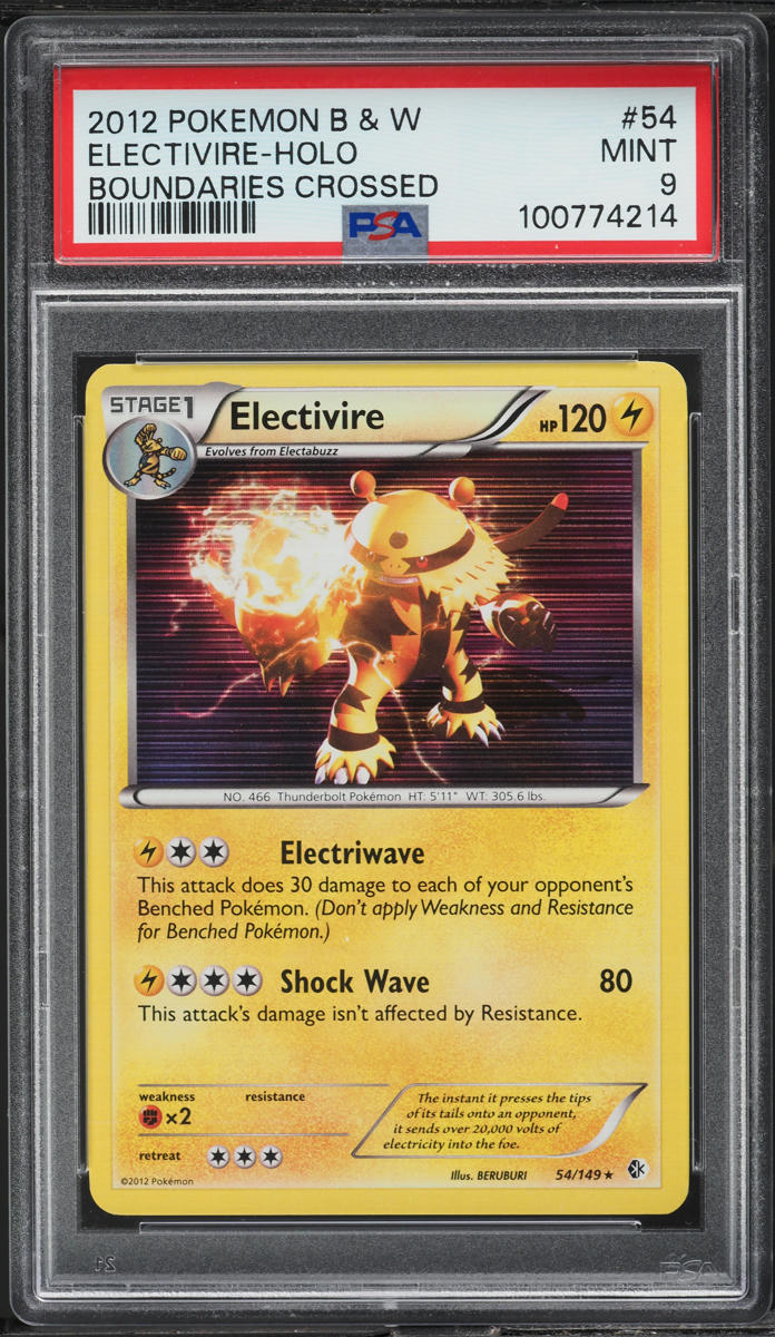 2012 POKEMON BLACK & WHITE BOUNDARIES CROSSED HOLO ELECTIVIRE #54 PSA 9 MINT