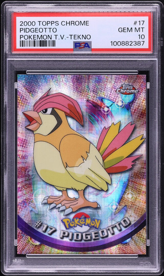 2000 TOPPS CHROME POKEMON SERIES 1 TEKNO PIDGEOTTO #17 PSA 10 GEM MINT