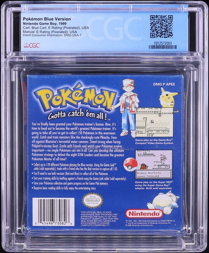 1999 POKEMON BLUE VERSION NINTENDO GAME BOY GB CGC 7.5 CIB