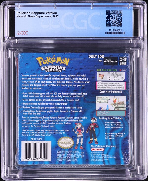 2003 POKEMON SAPPHIRE VERSION NINTENDO GAME BOY ADVANCE GBA CGC 8.0 A SEALED