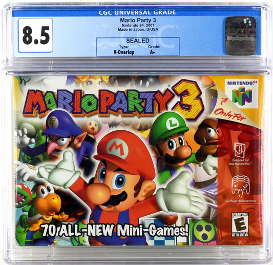 2001 MARIO PARTY 3 NINTENDO 64 N64 CGC 8.5 A+ SEALED