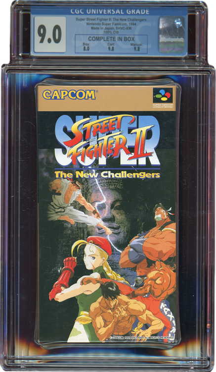 1994 SUPER STREET FIGHTER 2 THE NEW CHALLENGERS NINTENDO SUPER FAMICOM SFC CGC 9.0 CIB