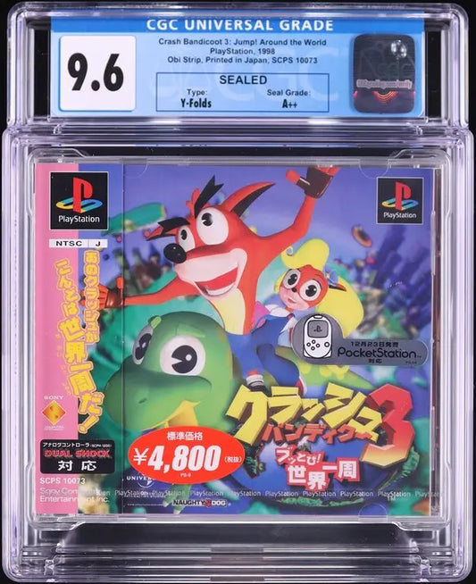 1998 CRASH BANDICOOT 3: JUMP! AROUND THE WORLD JAPANESE PLAYSTATION 1 PS1 CGC 9.6 A++ SEALED