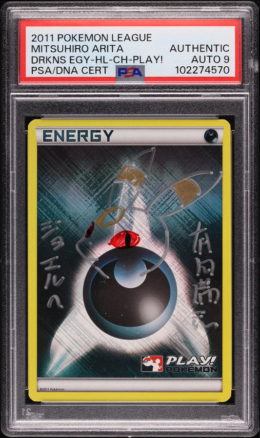 2011 POKEMON DARKNESS ENERGY UMBREON ARITA AUTO 9 PSA AUTH