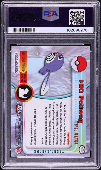 2000 TOPPS CHROME POKEMON SERIES 1 TEKNO POLIWAG #60 PSA 10 GEM MINT