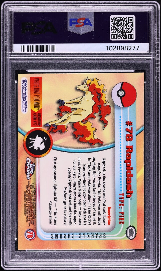 2000 TOPPS CHROME POKEMON SERIES 1 SPARKLE RAPIDASH #78 PSA 10 GEM MINT
