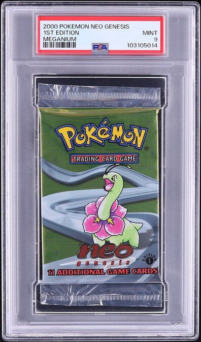 2000 POKEMON NEO GENESIS 1ST EDITION MEGANIUM BOOSTER PACK PSA 9
