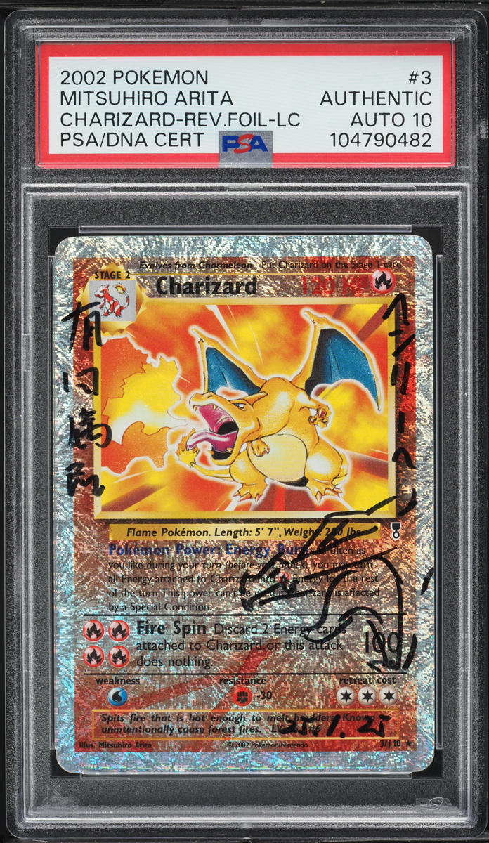 2002 POKEMON LEGENDARY COLLECTION REVERSE HOLO CHARIZARD #3 ARITA AUTO 10 PSA AUTHENTIC