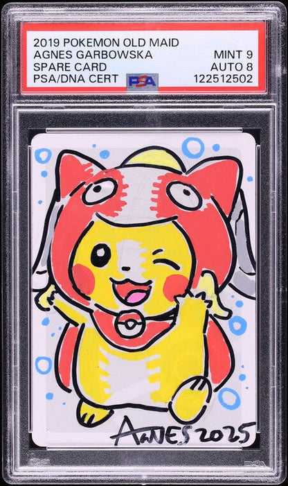 2019 POKEMON OLD MAID SPARE CARD MAGIKARP PONCHO PIKACHU AGNES GARBOWSKA AUTO 8 PSA 9