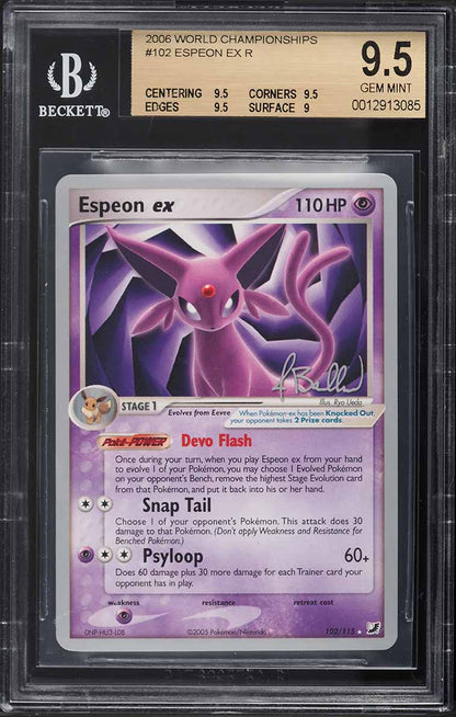 2006 POKEMON WORLD CHAMPIONSHIPS ESPEON EX #102 BGS 9.5 GEM MINT