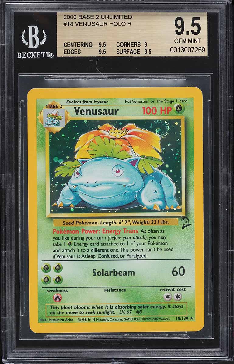 2000 POKEMON BASE SET 2 HOLO VENUSAUR #18 BGS 9.5 GEM MINT