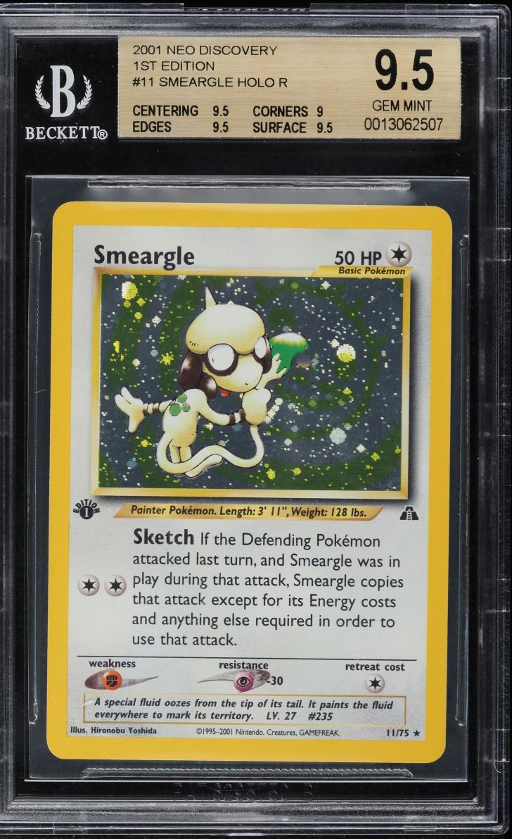 2001 POKEMON NEO DISCOVERY 1ST EDITION HOLO SMEARGLE #11 BGS 9.5 GEM MINT