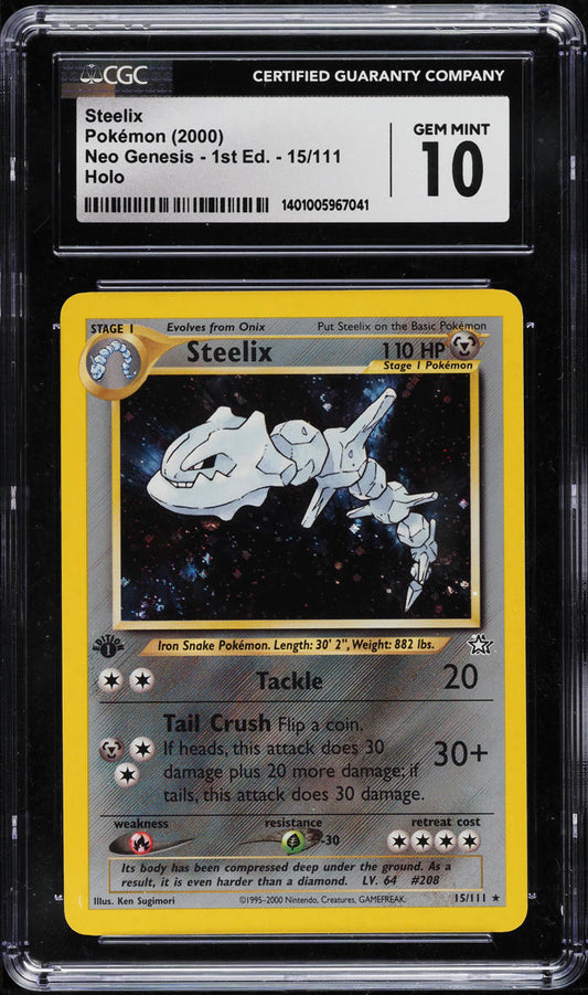 2000 POKEMON NEO GENESIS 1ST EDITION HOLO STEELIX #15 CGC 10 GEM MINT