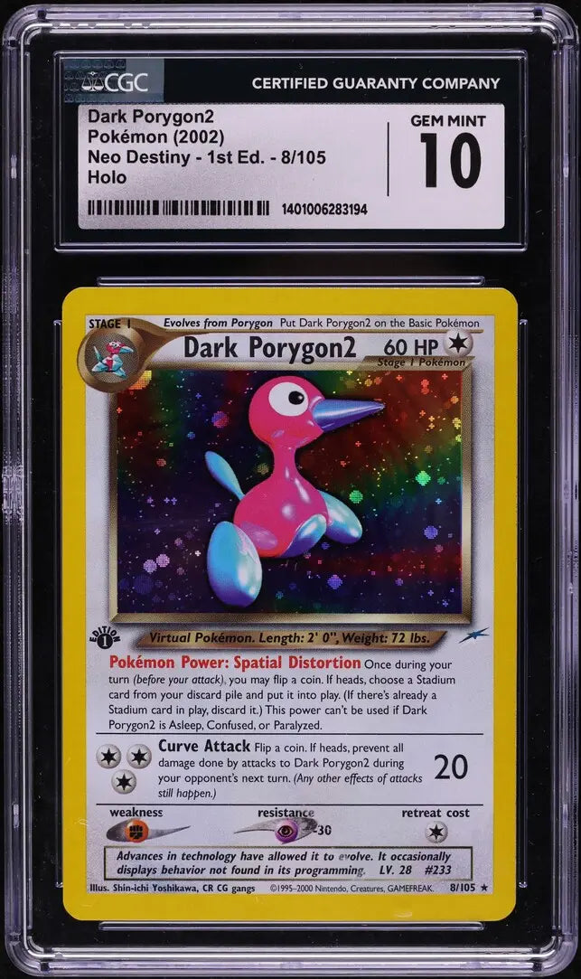 2002 POKEMON NEO DESTINY 1ST EDITION HOLO DARK PORYGON 2 #8 CGC 10