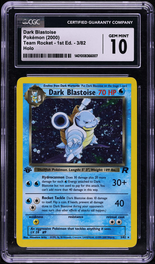 2000 POKEMON TEAM ROCKET 1ST EDITION HOLO DARK BLASTOISE #3 CGC 10 GEM MINT