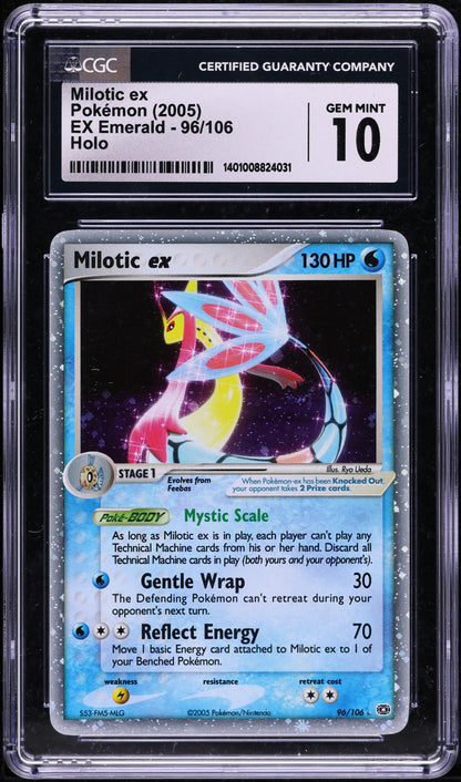 2005 POKEMON EX EMERALD HOLO MILOTIC EX #96 CGC 10 GEM MINT