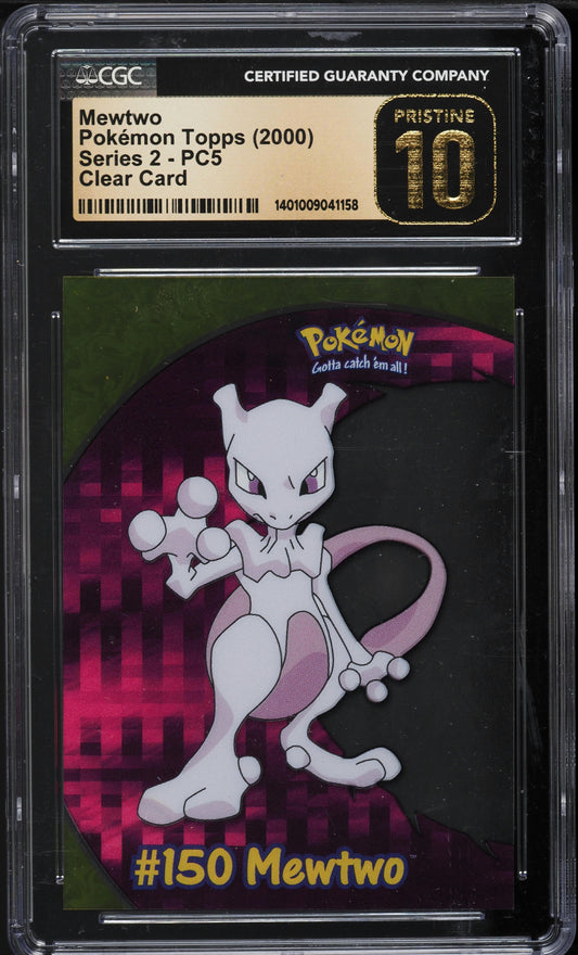 2000 TOPPS POKEMON TV SERIES 2 CLEAR CARD MEWTWO #PC5 CGC 10 PRISTINE