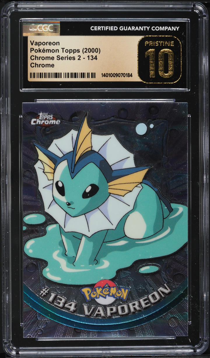 2000 TOPPS CHROME POKEMON SERIES 2 VAPOREON #134 CGC 10 PRISTINE