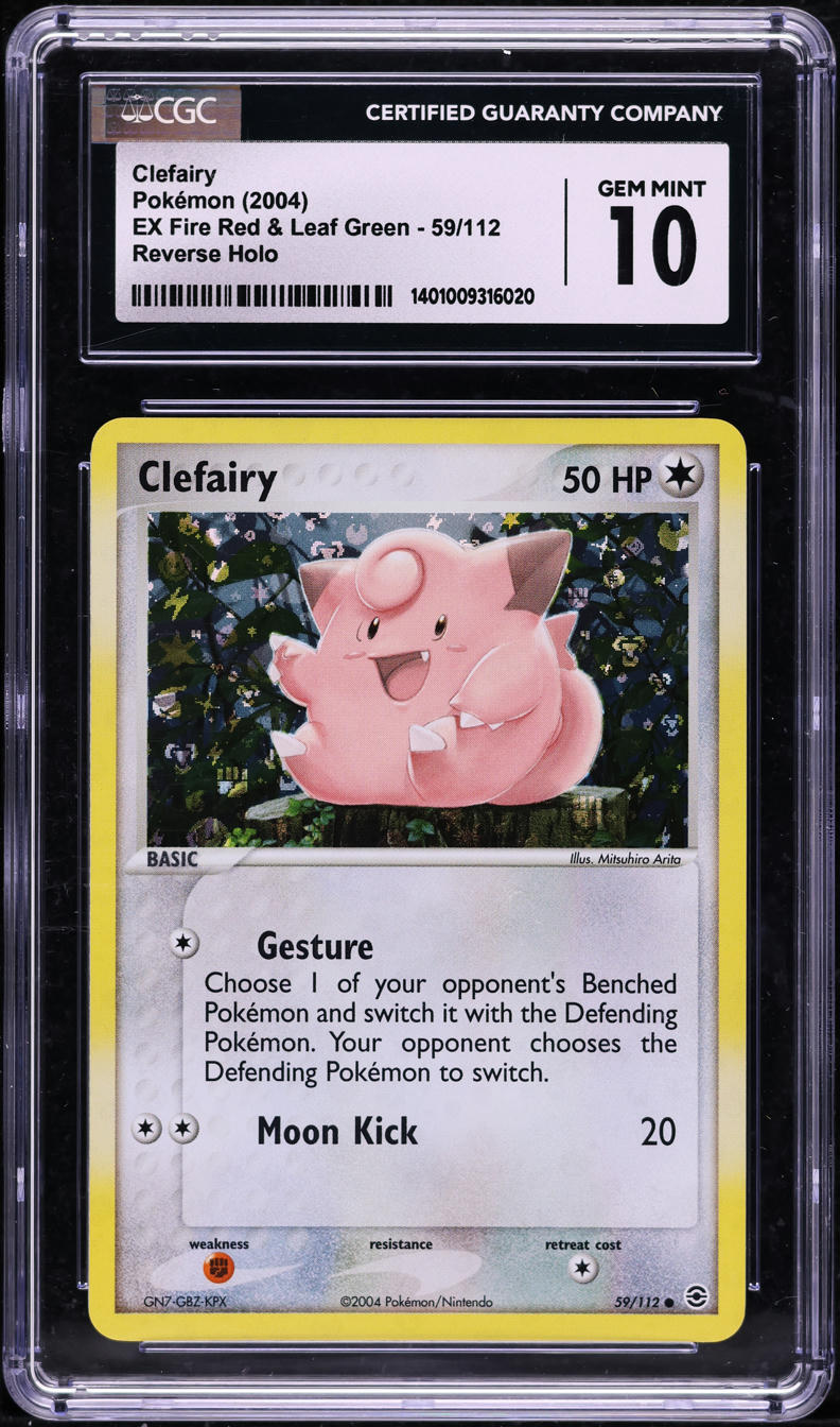 2004 POKEMON EX FIRE RED & LEAF GREEN REVERSE HOLO CLEFAIRY #59 CGC 10 GEM MINT