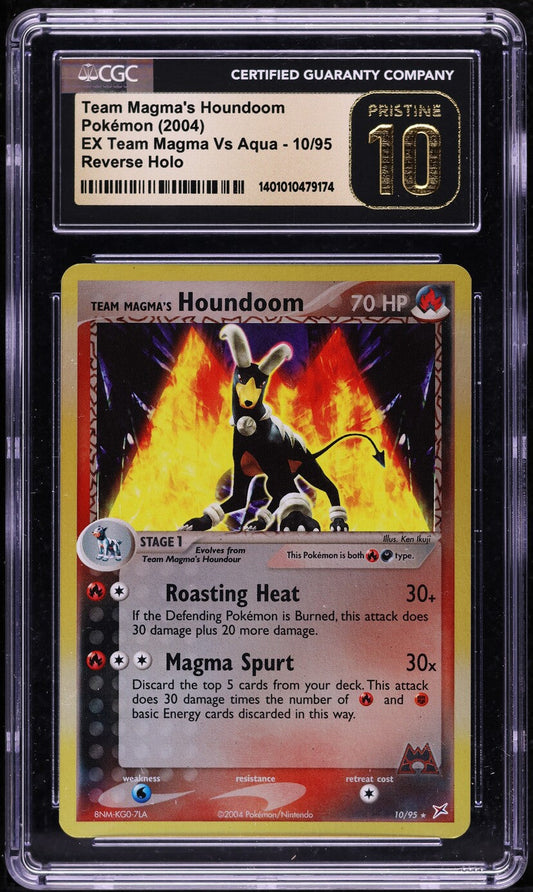 2004 POKEMON EX TEAM MAGMA VS AQUA REVERSE HOLO TEAM MAGMA'S HOUNDOOM #10 CGC 10 PRISTINE