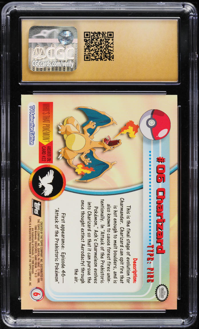 1999 TOPPS POKEMON SERIES 1 SILVER FOIL CHARIZARD #6 CGC 10 PRISTINE