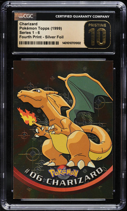 1999 TOPPS POKEMON SERIES 1 SILVER FOIL CHARIZARD #6 CGC 10 PRISTINE