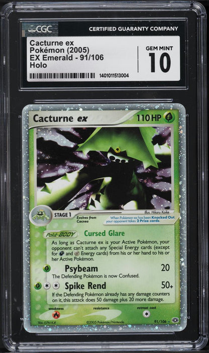 2005 POKEMON EX EMERALD HOLO CACTURNE EX #91 CGC 10 GEM MINT