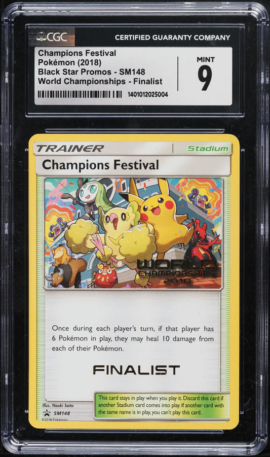 2018 POKEMON BLACK STAR PROMO WORLD FINALIST CHAMPIONS FESTIVAL #SM148 CGC 9