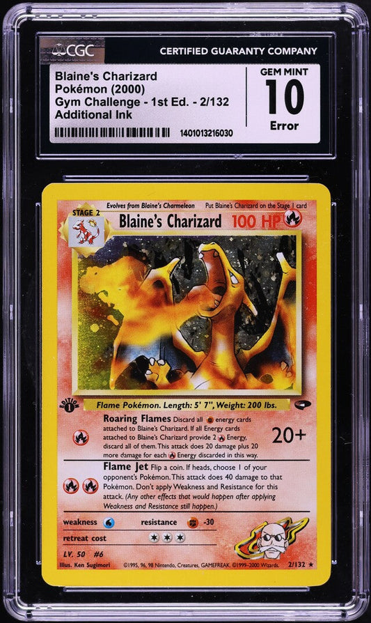 2000 POKEMON GYM CHALLENGE 1ST EDITION HOLO BLAINE'S CHARIZARD #2 CGC 10