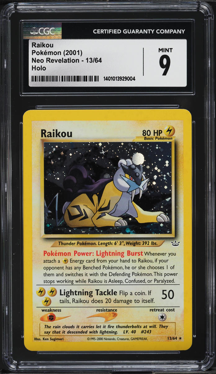 2001 POKEMON NEO REVELATION HOLO RAIKOU #13 CGC 9 MINT