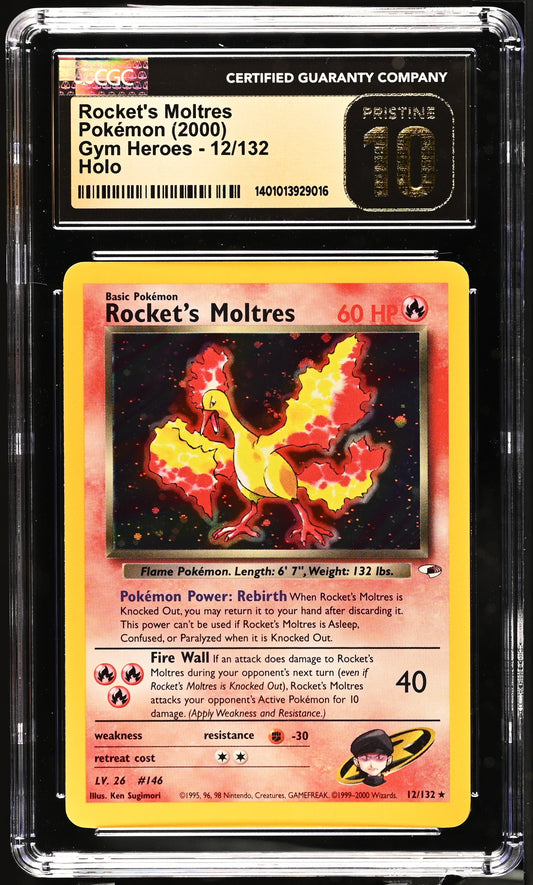 2000 POKEMON GYM HEROES HOLO ROCKET'S MOLTRES #12 CGC 10 GEM MINT