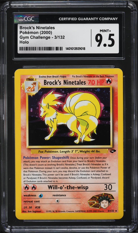 2000 POKEMON GYM CHALLENGE HOLO BROCK'S NINETALES #3 CGC 9.5 MINT+