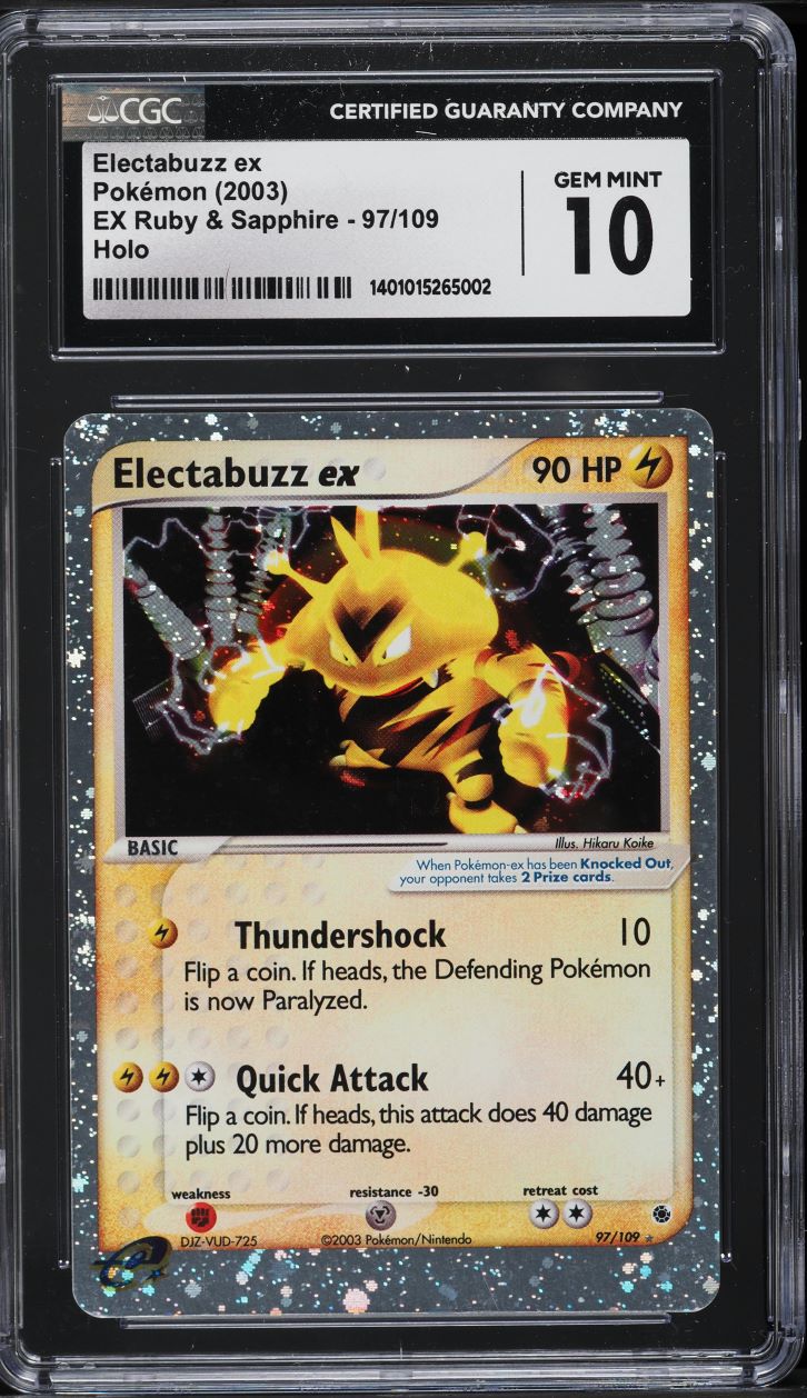 2003 POKEMON EX RUBY & SAPPHIRE HOLO ELECTABUZZ EX #97 CGC 10 GEM MINT