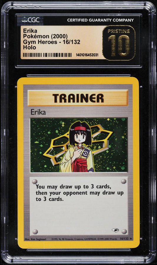 2000 POKEMON GYM HEROES HOLO ERIKA #16 CGC 10 PRISTINE