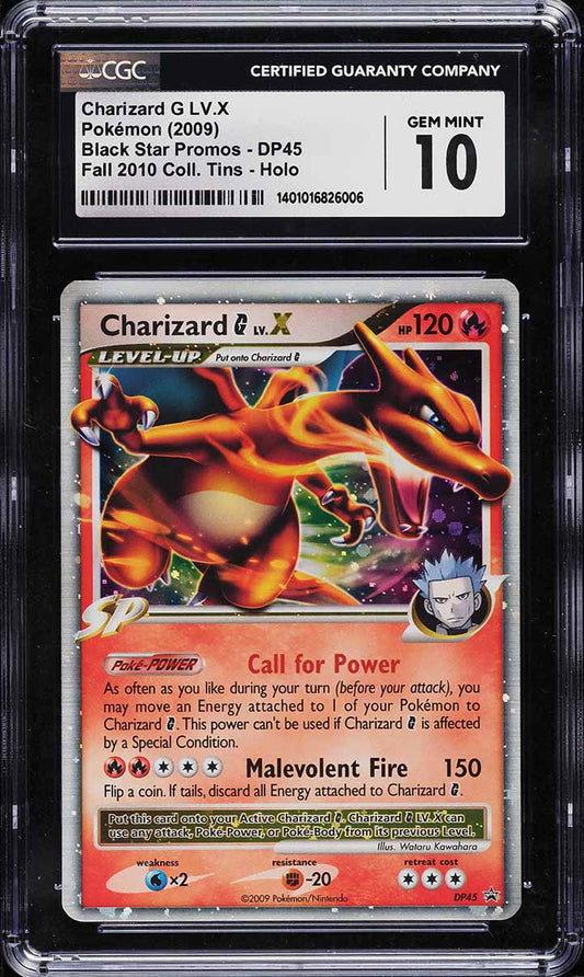 2009 POKEMON DIAMOND & PEARL BLACK STAR PROMO HOLO CHARIZARD G LV.X #DP45 CGC 10