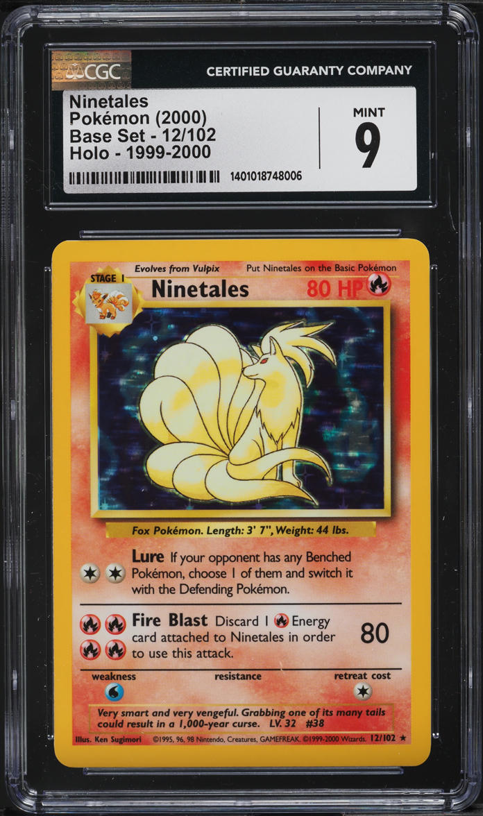 2000 POKEMON BASE SET 4TH PRINT HOLO NINETALES #12 CGC 9