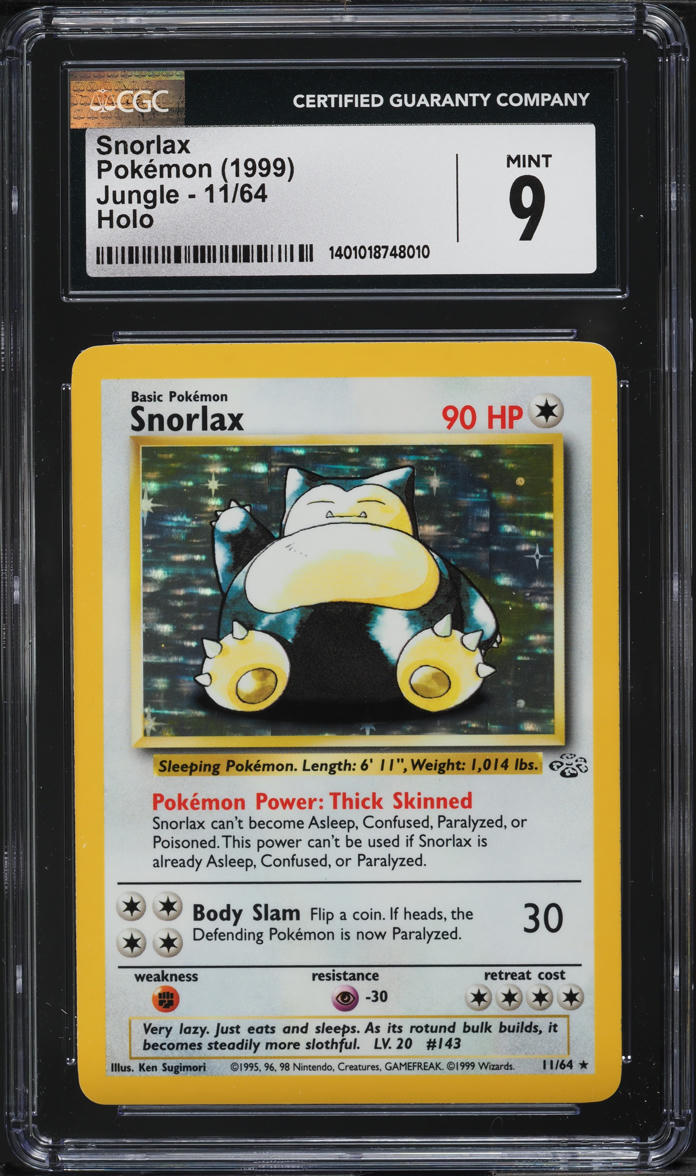 1999 POKEMON JUNGLE HOLO SNORLAX #11 CGC 9 MINT