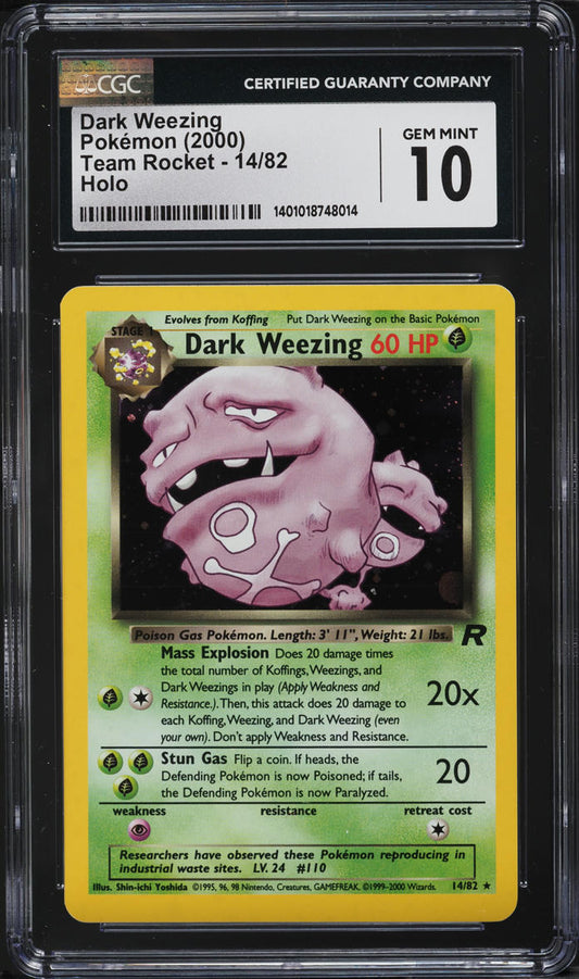 2000 POKEMON TEAM ROCKET HOLO DARK WEEZING #14 CGC 10